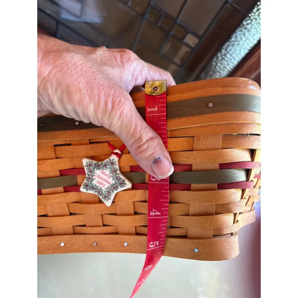 Longaberger 2001 Shining Star Christmas Basket Wood Lid Liner Protectors Charm